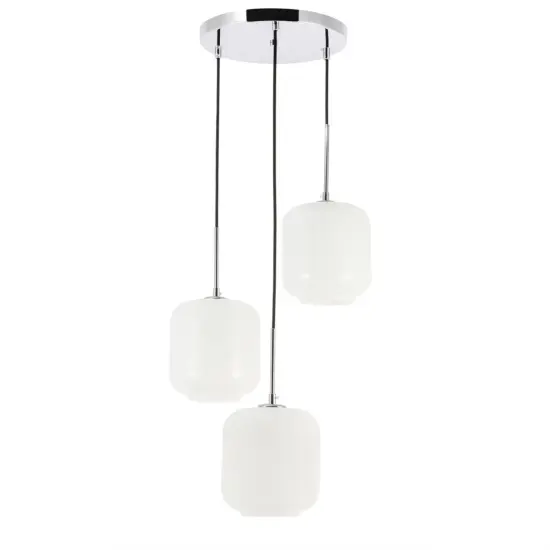 Collier 3 light Chrome and Frosted white glass pendant {3}