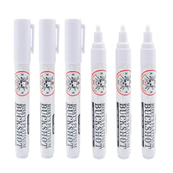 Risky's Tools of the Trade Platinum 3mm Buckshot 6 Pack of White Acrylic Paint Pens for Graffiti or Fine Art {1}