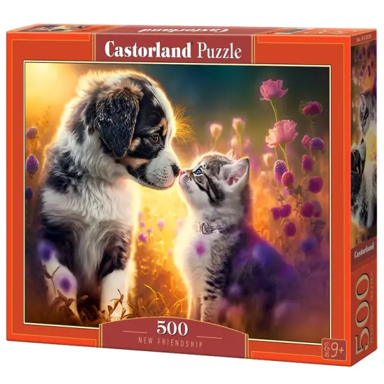 500 Piece Jigsaw Puzzle, New Friendship, Animal puzzle, Cat & Dog, Puppy, Kitten Adult Puzzle, Castorland B-53834 {1}