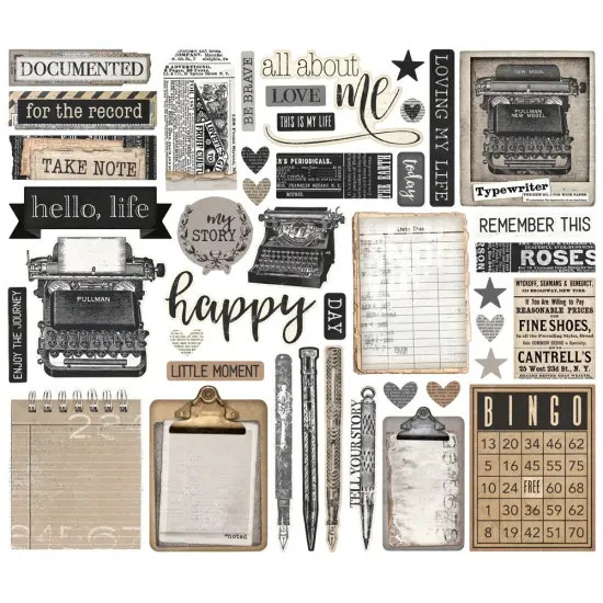 Simple Vintage Essentials Bits & Pieces Die-Cuts 42/Pkg-Take Note {2}