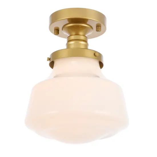 Lyle 1 light Brass and frosted white glass Flush mount {6}