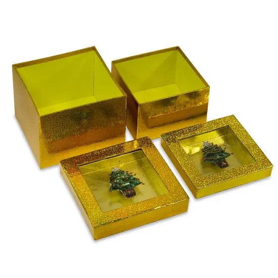 Value Pack of 6 Hologram Gift Box Set with Decorative Christmas Tree Sequin {3}