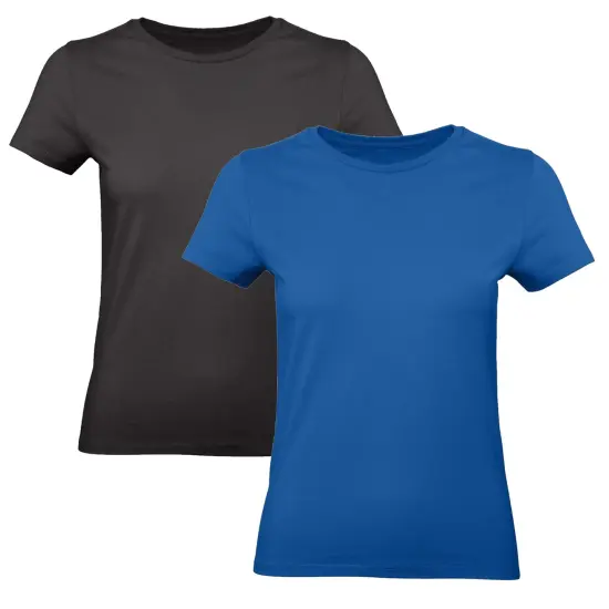 2 Pack: RADYAN&reg; - Women Ringspun Cotton Crewneck T-Shirts White burgundy {5}