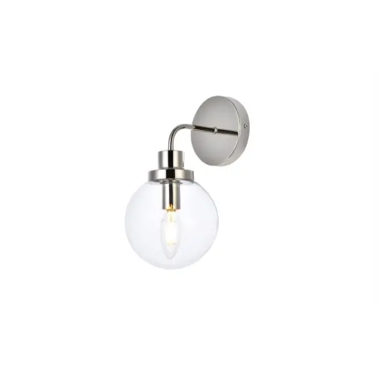 Hanson 1 light bath sconce in polished nickel with clear shade {3}