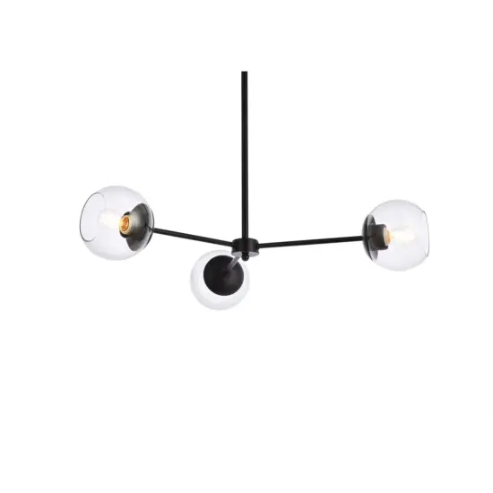 Briggs 32 inch pendant in black with clear shade {3}