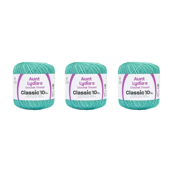 Aunt Lydia Classic Aqua Crochet - 3 Pack of 350y/320m - Cotton - Gauge 10 - Crochet {1}