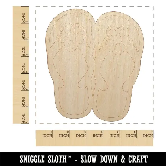 Cute Floral Flip Flop Sandals Unfinished Wood Shape Piece Cutout for DIY Craft Projects {1}