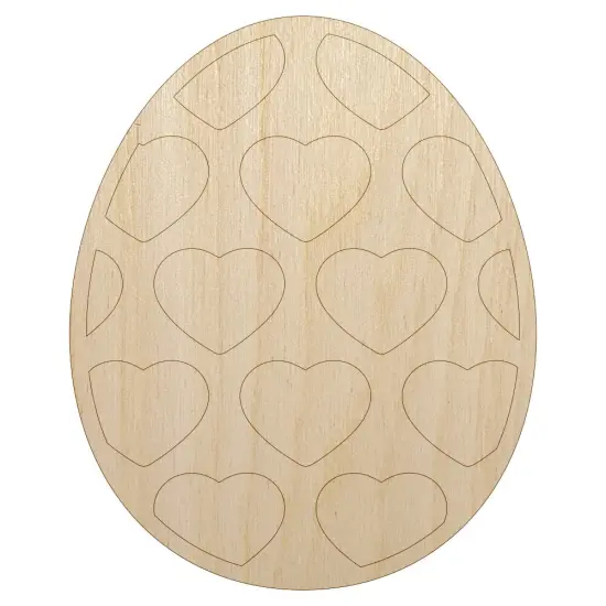 Egg with Hearts Unfinished Wood Shape Piece Cutout for DIY Craft Projects {1}