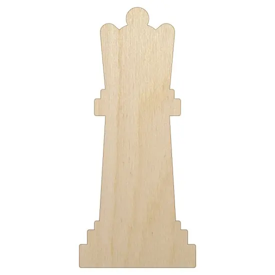 Chess Queen Piece Unfinished Wood Shape Piece Cutout for DIY Craft Projects {1}