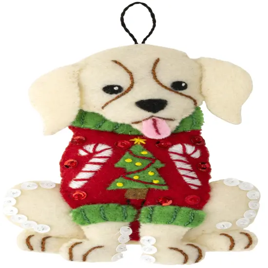 Bucilla Felt Ornaments Applique Kit Set Of 6-Dogs In Ugly Sweaters {3}