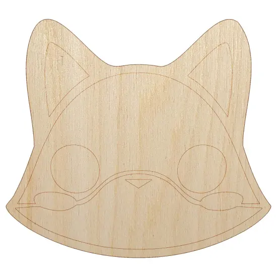 Charming Kawaii Chibi Fox Face Blushing Cheeks Unfinished Wood Shape Piece Cutout for DIY Craft Projects {7}