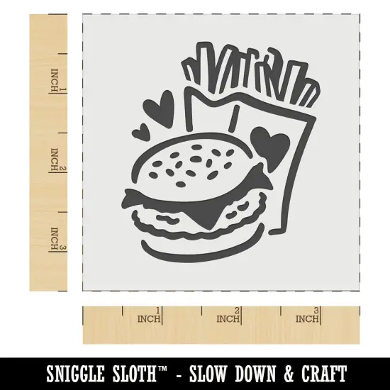 Chicken Burger and Fries Fast Food Wall Cookie DIY Craft Reusable Stencil {5}