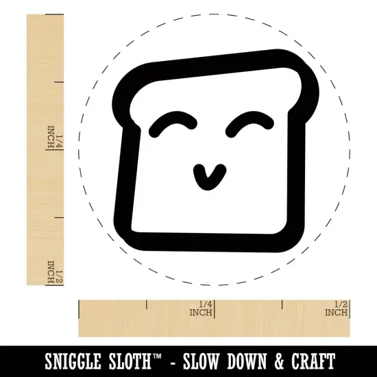 Happy Toast Kawaii Outline Self-Inking Rubber Stamp for Stamping Crafting Planners Lime Green {1}