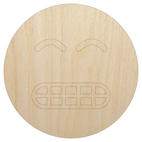 Grimace Face Sheepish Emoticon Unfinished Wood Shape Piece Cutout for DIY Craft Projects {7}