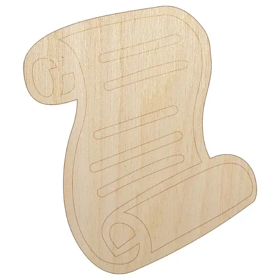 Unrolled Scroll of Parchment and Text Unfinished Wood Shape Piece Cutout for DIY Craft Projects {7}