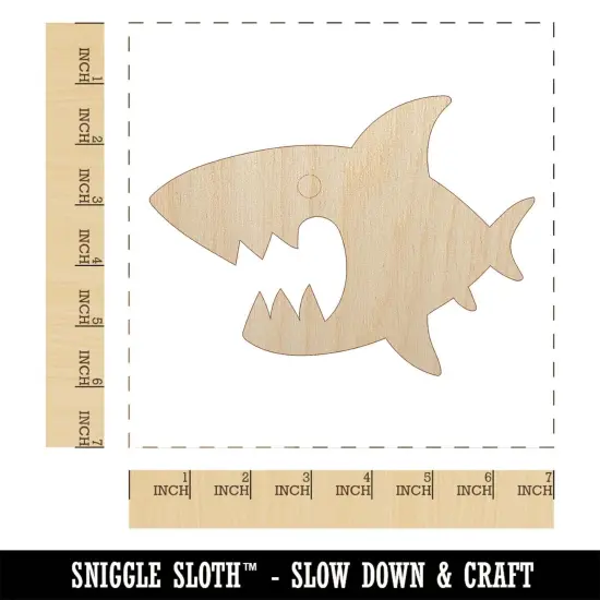 Cute Shark icon Unfinished Wood Shape Piece Cutout for DIY Craft Projects {1}