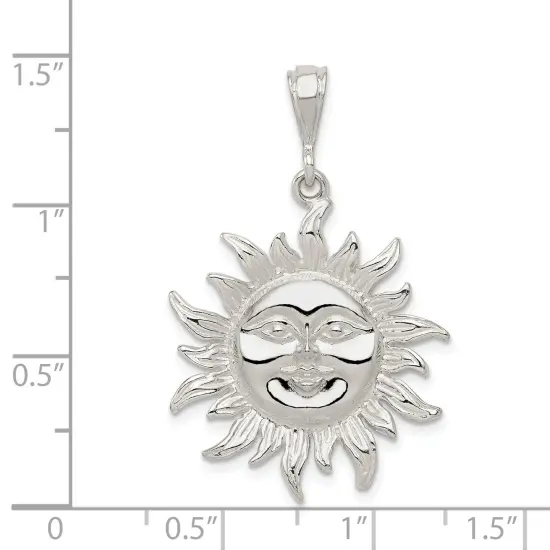 Sterling Silver Sun Jewelry Charm Celestial Jewelry 32mm x 24mm {4}