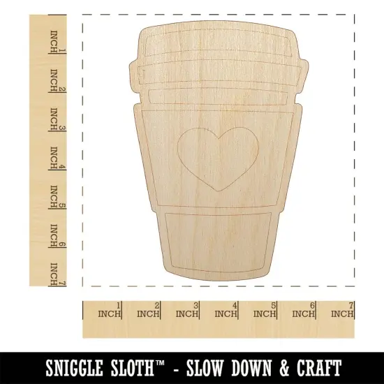 Cute Coffee Lover Traveling Mug Cup Tea Hot Chocolate Unfinished Wood Shape Piece Cutout for DIY Craft Projects {1}