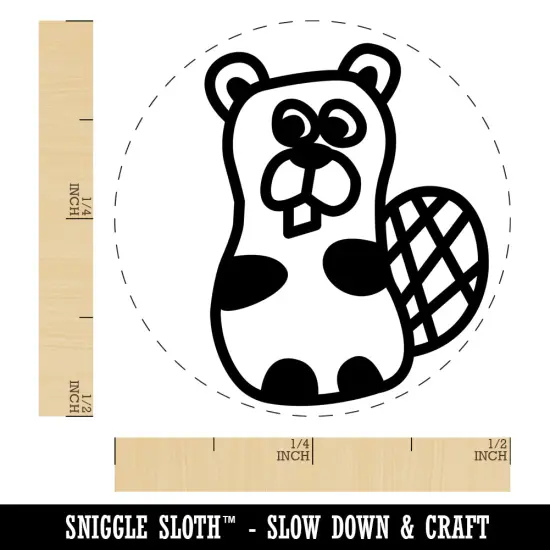 Silly Beaver Doodle Self-Inking Rubber Stamp for Stamping Crafting Planners Green {1}