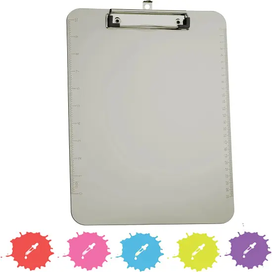 Enday Plastic Clipboard W/ Low Profile Clip Gray {1}