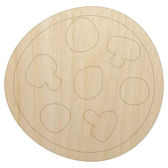 Pepperoni Mushroom Pizza Doodle Unfinished Wood Shape Piece Cutout for DIY Craft Projects {1}
