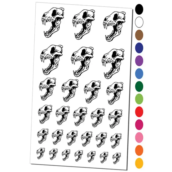 Gray Wolf Skull Temporary Tattoo Water Resistant Fake Body Art Set Collection Orange {1}
