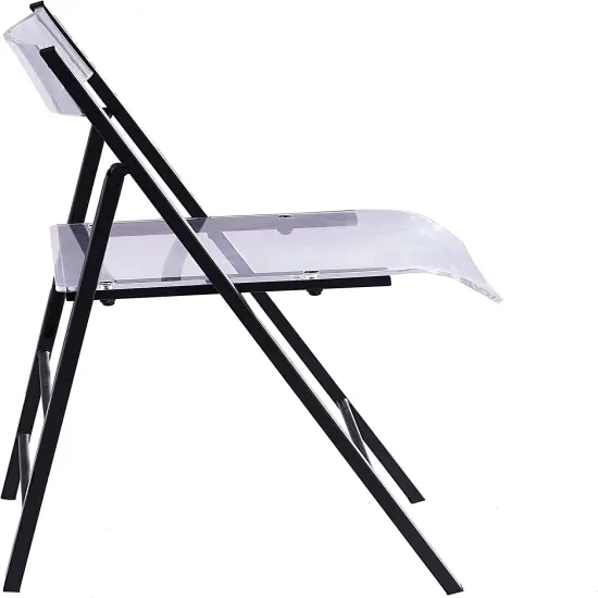 ISL Furnishings Kasper Flex Luxury Modern Folding Chairs Acrylic Lucite BLK 1 PK {2}