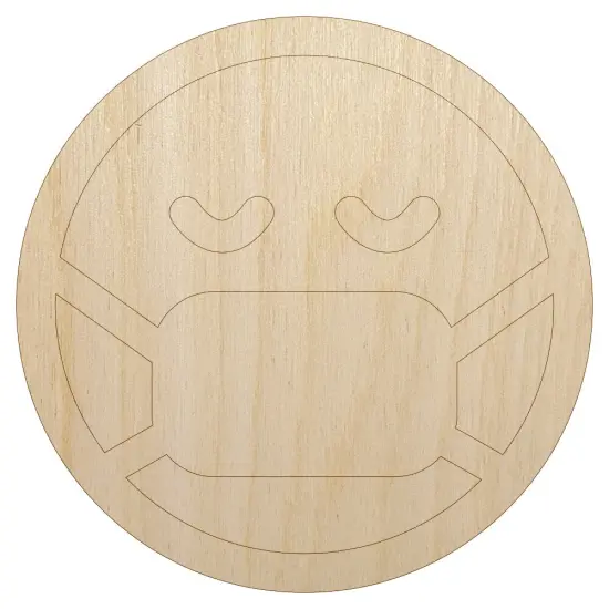 Face Mask Sick Health Emoticon Unfinished Wood Shape Piece Cutout for DIY Craft Projects {7}