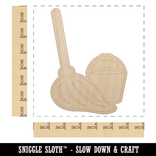 Mop and Bucket Cleaning Unfinished Wood Shape Piece Cutout for DIY Craft Projects {1}