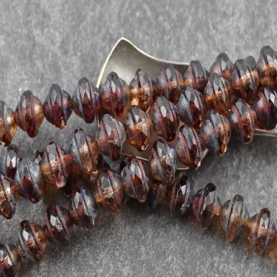 *15* 8x10mm Fuchsia Crystal Picasso Saturn Beads {2}