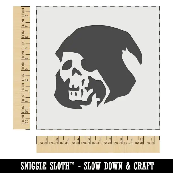 Grim Reaper Death Skeleton Hooded Head Halloween Wall Cookie DIY Craft Reusable Stencil {1}