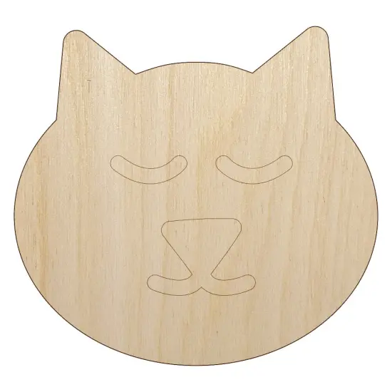 Cat Face Unfinished Wood Shape Piece Cutout for DIY Craft Projects {1}