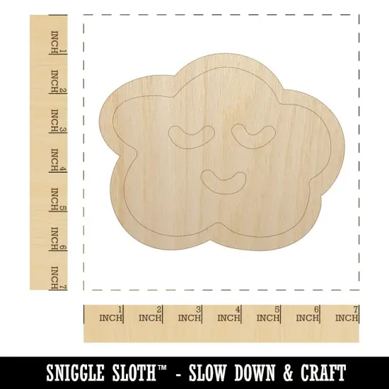 Sleeping Cloud Doodle Unfinished Wood Shape Piece Cutout for DIY Craft Projects {1}