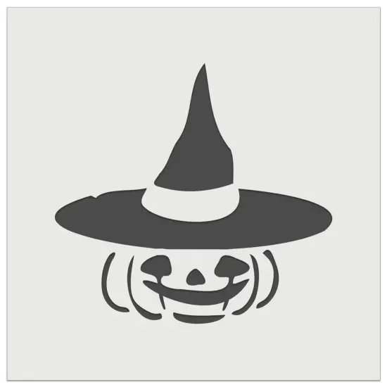 Jack-O'-Lantern with Witch Hat Halloween Pumpkin Wall Cookie DIY Craft Reusable Stencil {2}