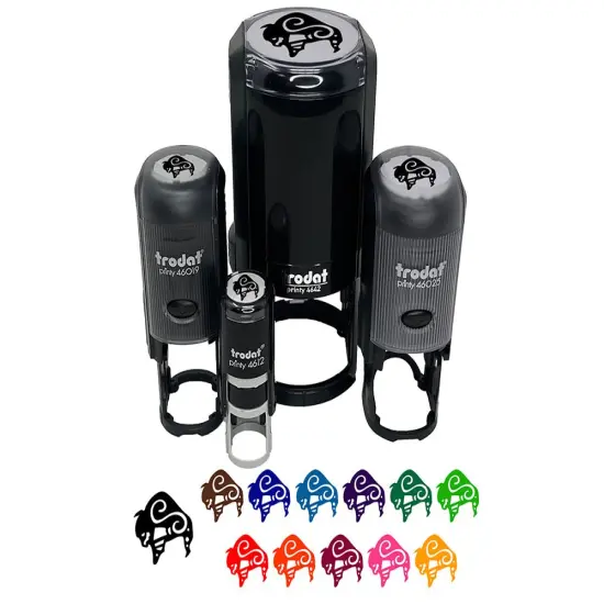 Southwest Native American Bison Buffalo Spirit Animal Self-Inking Rubber Stamp for Stamping Crafting Planners Fuchsia {7}