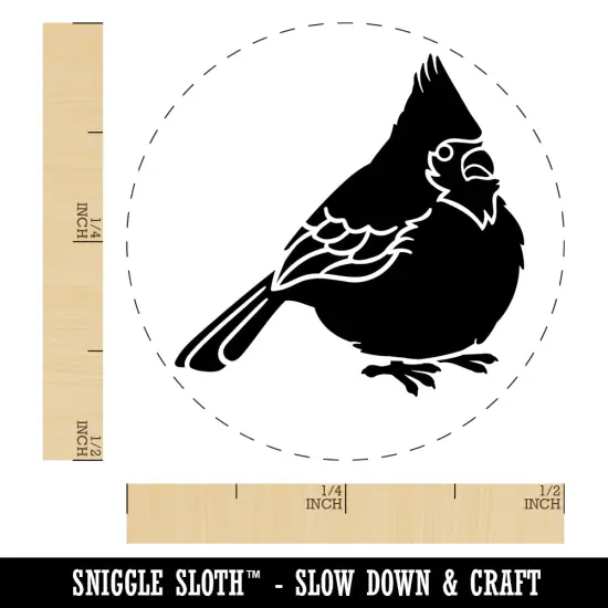 Puffy Cardinal Bird Self-Inking Rubber Stamp for Stamping Crafting Planners Orange {1}