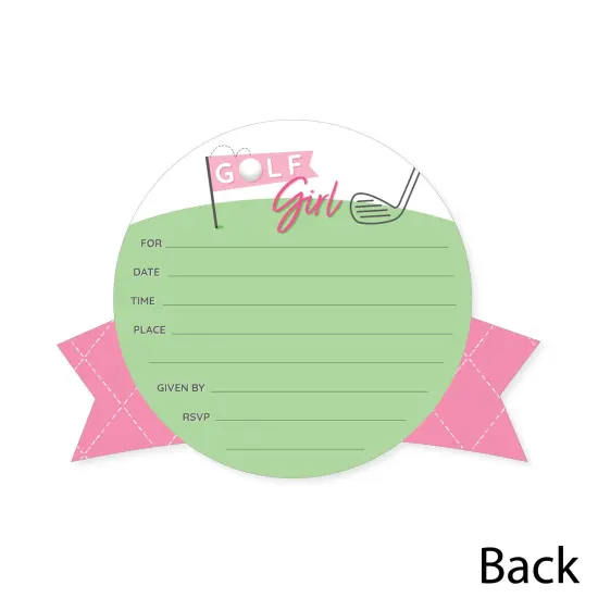 Big Dot of Happiness Golf Girl - Shaped Fill-In Invitations - Pink Birthday Party or Baby Shower Invitation Cards with Envelopes - Set of 12 {6}