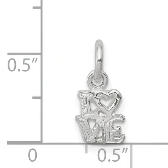 Sterling Silver Love Charm Pendant Heart Jewelry 15mm x 7mm {2}