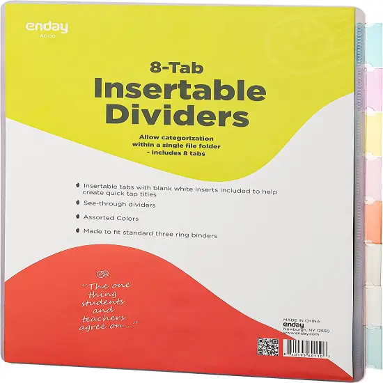 Enday 3-Ring Binder Dividers W/ Insertable Color Tabs {2}