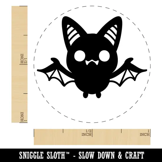 Sweet Kawaii Chibi Bat Flying Cat Halloween Self-Inking Rubber Stamp for Stamping Crafting Planners Black {1}