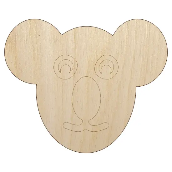 Koala Face Unfinished Wood Shape Piece Cutout for DIY Craft Projects {1}