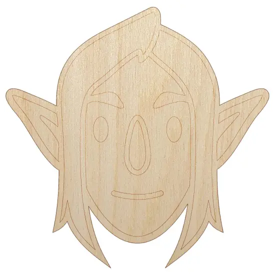 Elf Male Character Face Unfinished Wood Shape Piece Cutout for DIY Craft Projects {7}