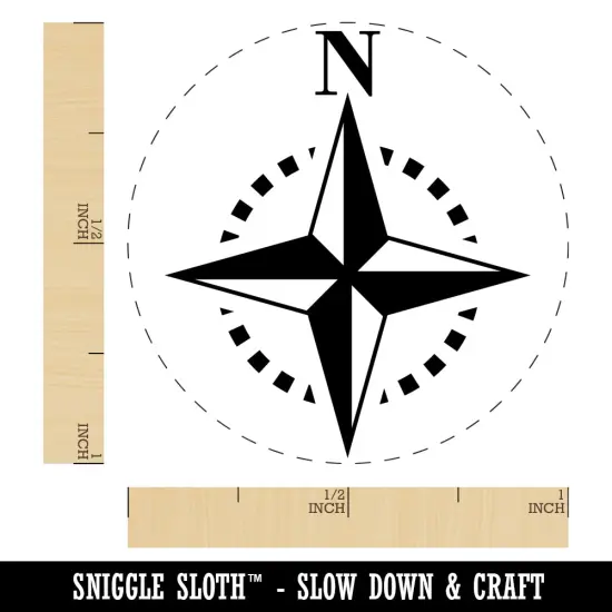 Compass Rose Nautical Star Navigation Map Self-Inking Rubber Stamp for Stamping Crafting Planners Red {1}
