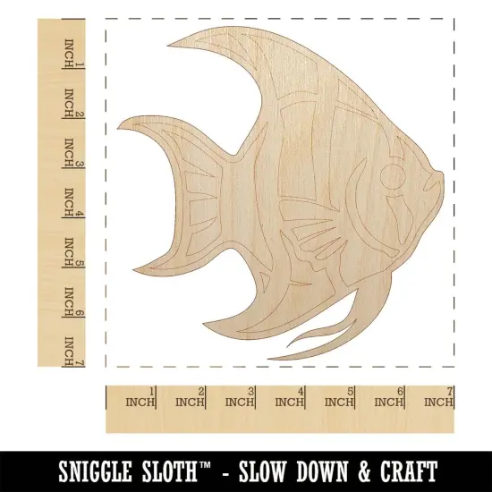 Freshwater Striped Angelfish Fish Unfinished Wood Shape Piece Cutout for DIY Craft Projects {1}