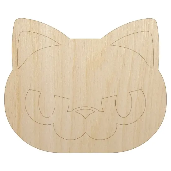 Round Cat Face Angry Unfinished Wood Shape Piece Cutout for DIY Craft Projects {7}