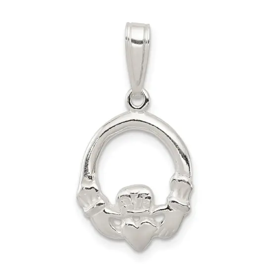 Sterling Silver Claddagh Charm Pendant Irish Jewelry 26mm x 15mm {1}