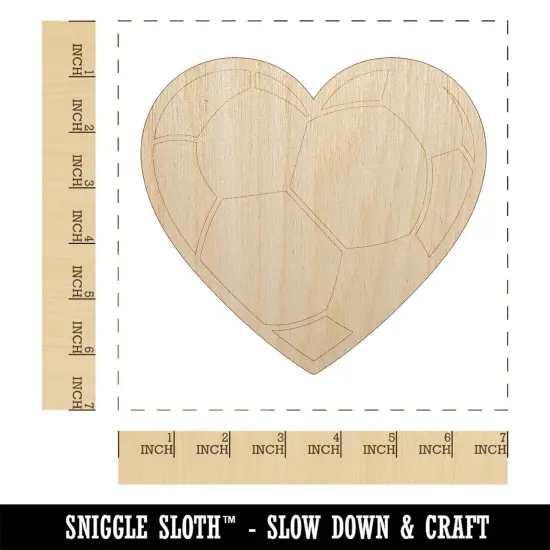 Heart Shaped Soccer Ball Futbol Sports Unfinished Wood Shape Piece Cutout for DIY Craft Projects {1}