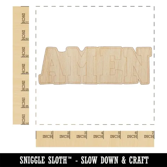Amen Fun Text Prayer Praying Unfinished Wood Shape Piece Cutout for DIY Craft Projects {1}