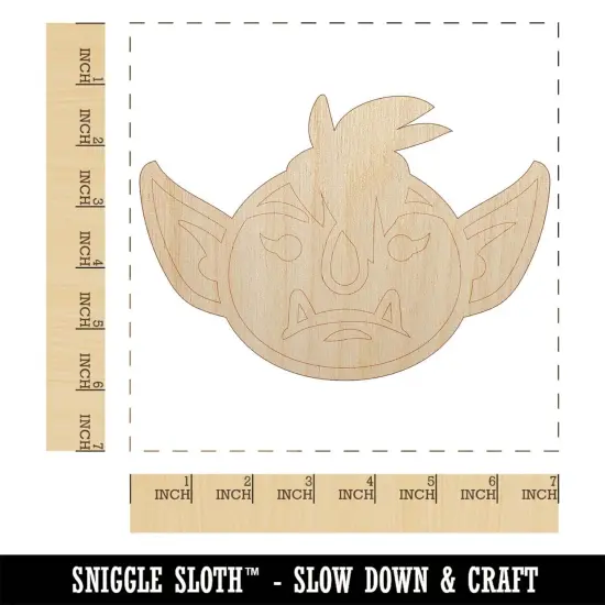 Goblin Female Character Face Unfinished Wood Shape Piece Cutout for DIY Craft Projects {1}