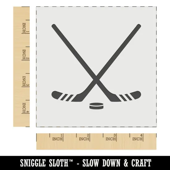 Crossed Hockey Sticks with Puck Wall Cookie DIY Craft Reusable Stencil {7}